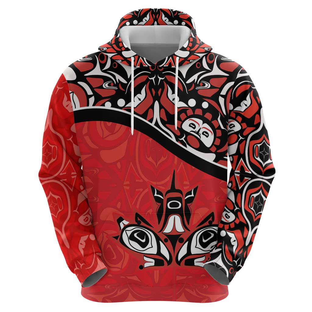 Canada Day Hoodie Haida Maple Leaf Style Tattoo Red DT03