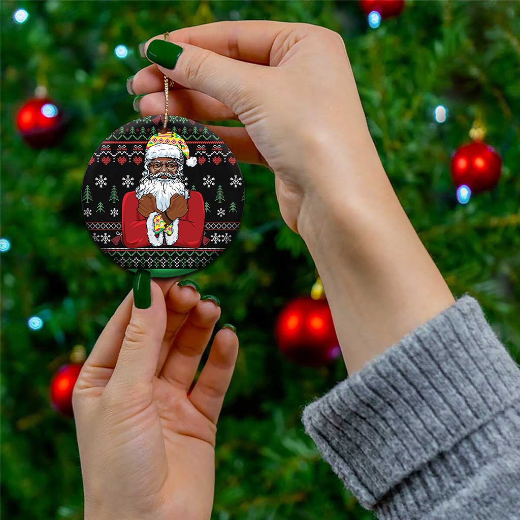 Santa Claus With African Traditional Costume Ceramic Ornament Christmas DT03