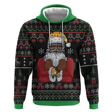 Santa Claus With African Traditional Costume Hoodie Christmas DT03