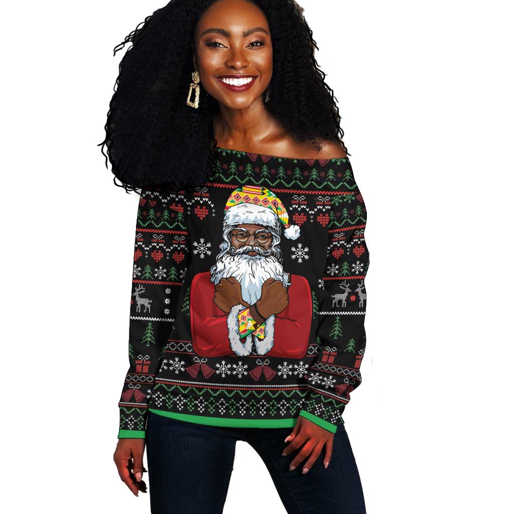 Santa Claus African Christmas Off Shoulder Sweater Traditional Costume DT03
