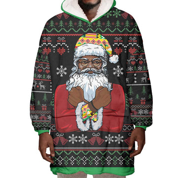 Santa Claus African Christmas Wearable Blanket Hoodie Traditional Costume DT03