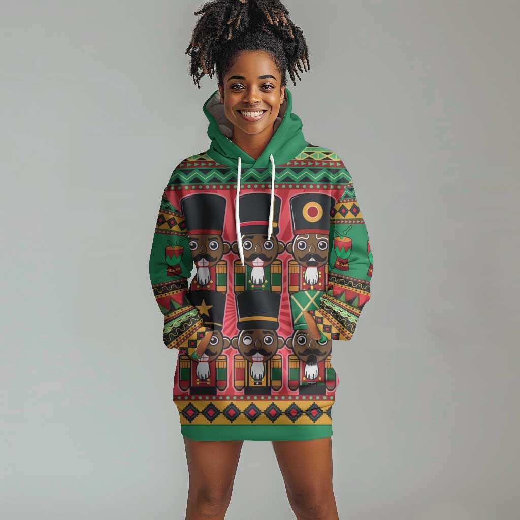 Black Nutcrackers Hoodie Dress Afro Christmas DT03