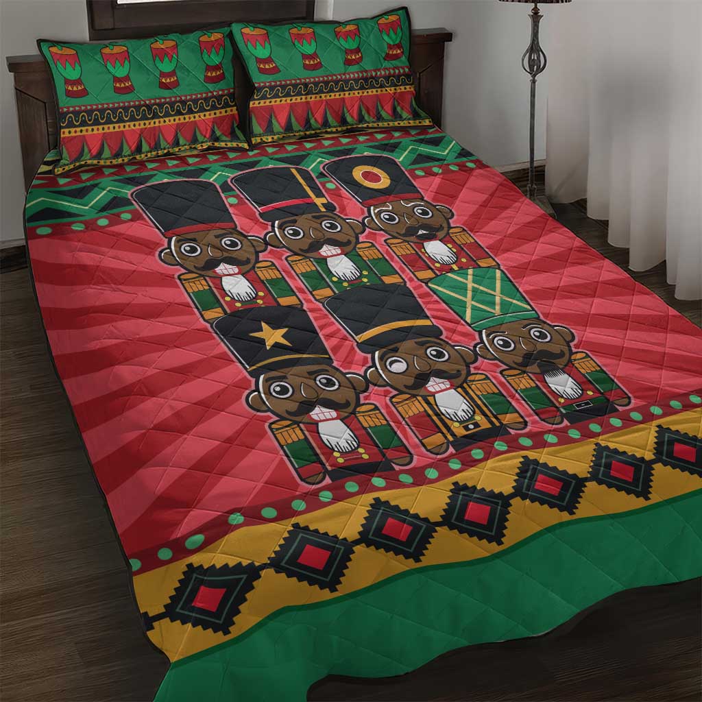 Black Nutcrackers Quilt Bed Set Afro Christmas DT03