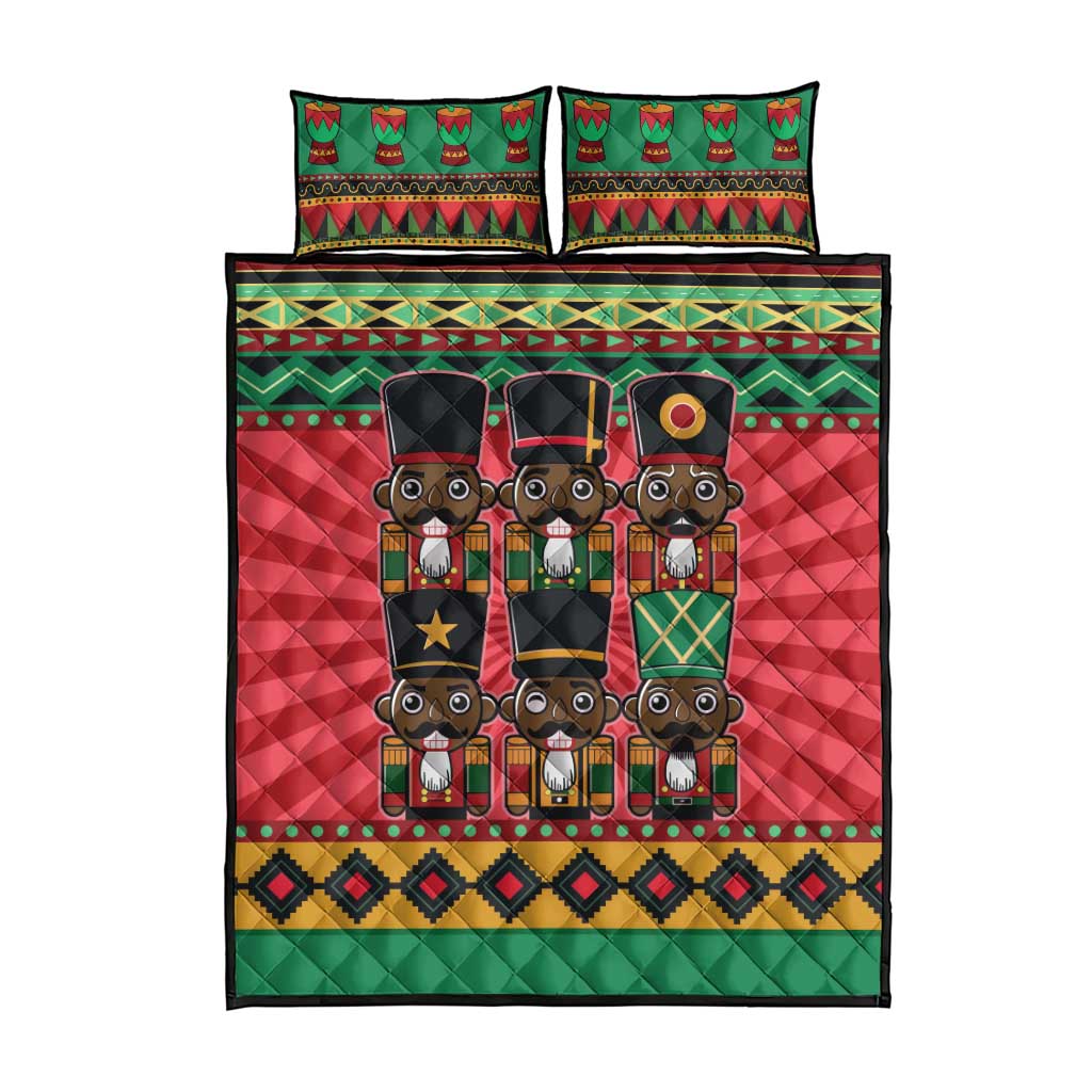 Black Nutcrackers Quilt Bed Set Afro Christmas DT03