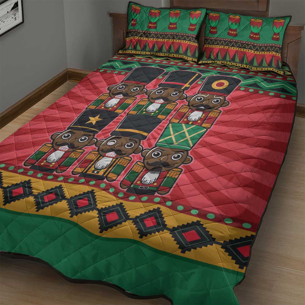 Black Nutcrackers Quilt Bed Set Afro Christmas DT03