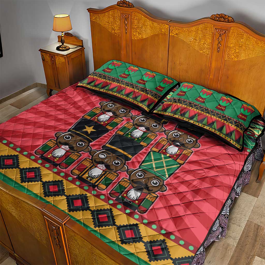 Black Nutcrackers Quilt Bed Set Afro Christmas DT03