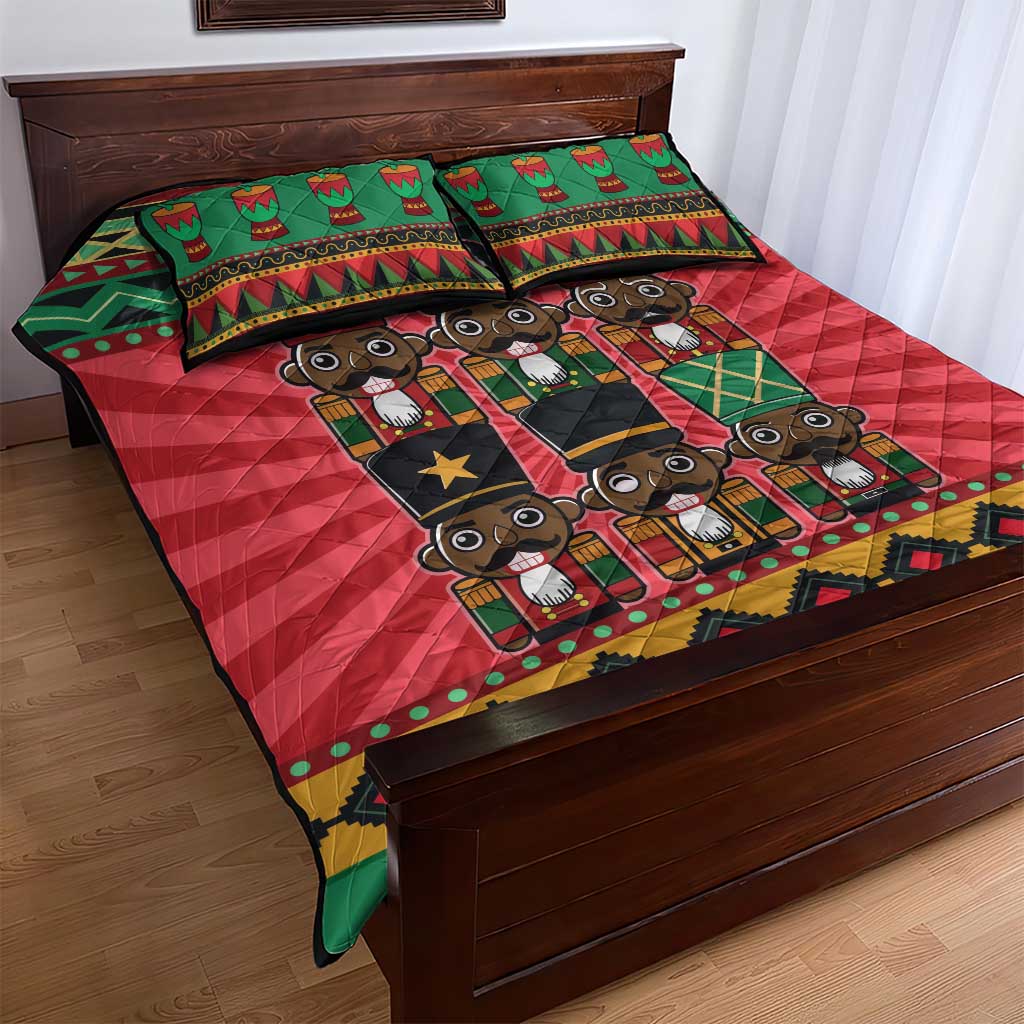 Black Nutcrackers Quilt Bed Set Afro Christmas DT03