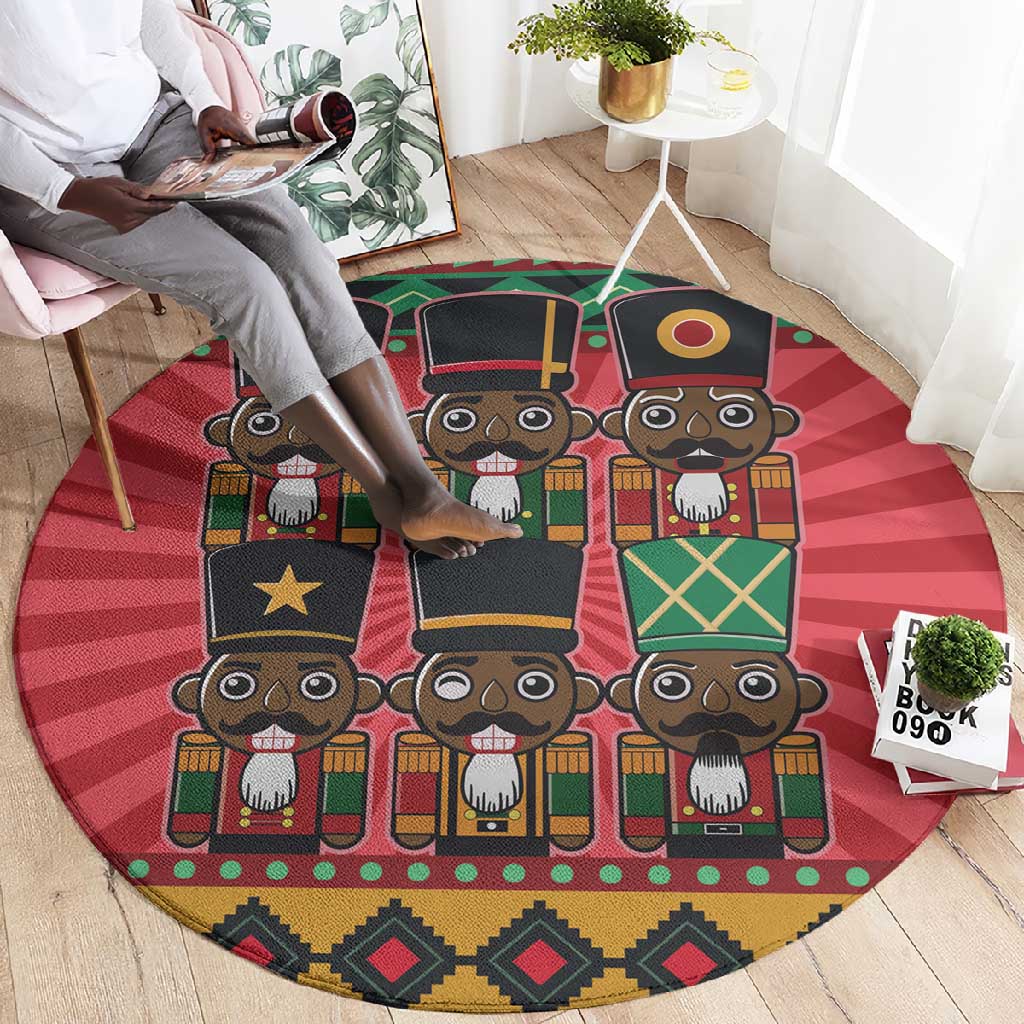 Black Nutcrackers Round Carpet Afro Christmas DT03