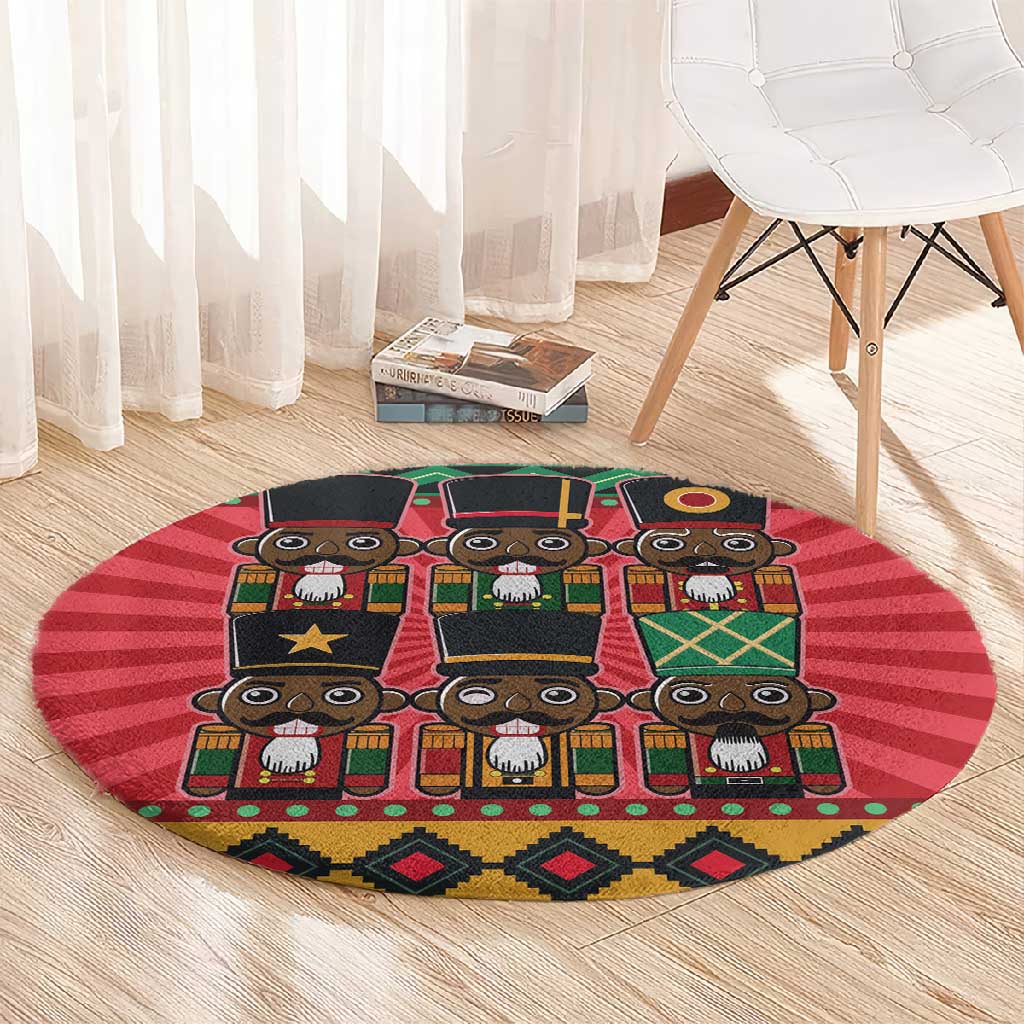 Black Nutcrackers Round Carpet Afro Christmas DT03