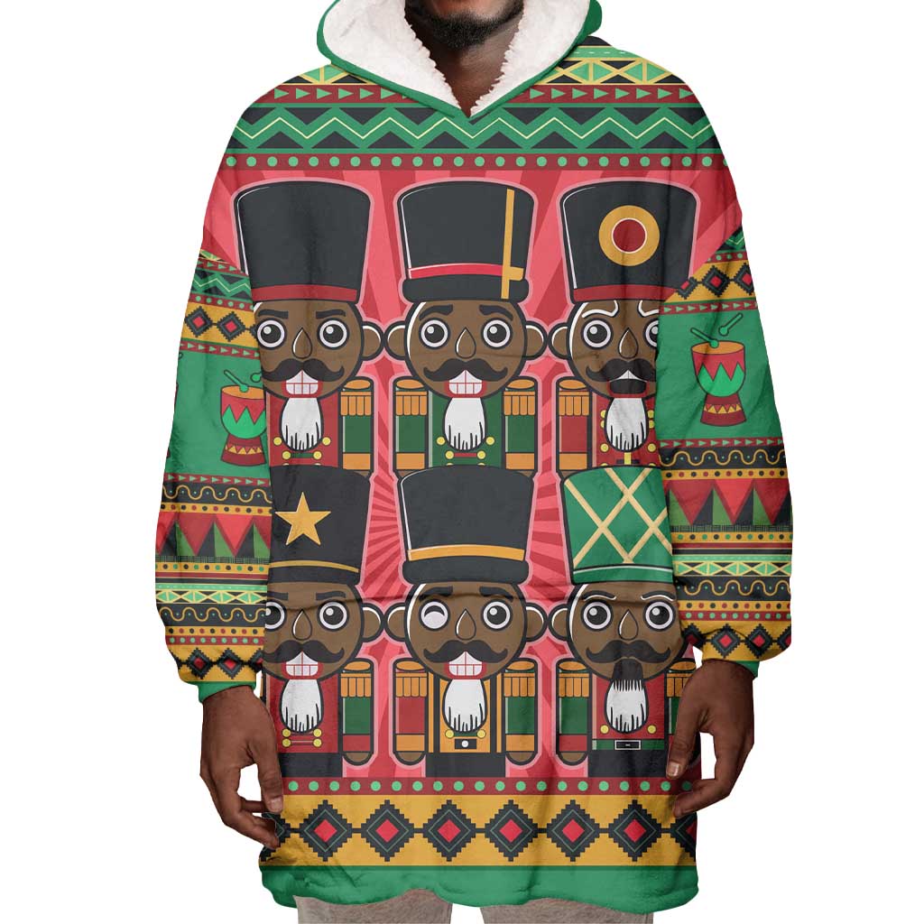 Black Nutcrackers Wearable Blanket Hoodie Afro Christmas DT03