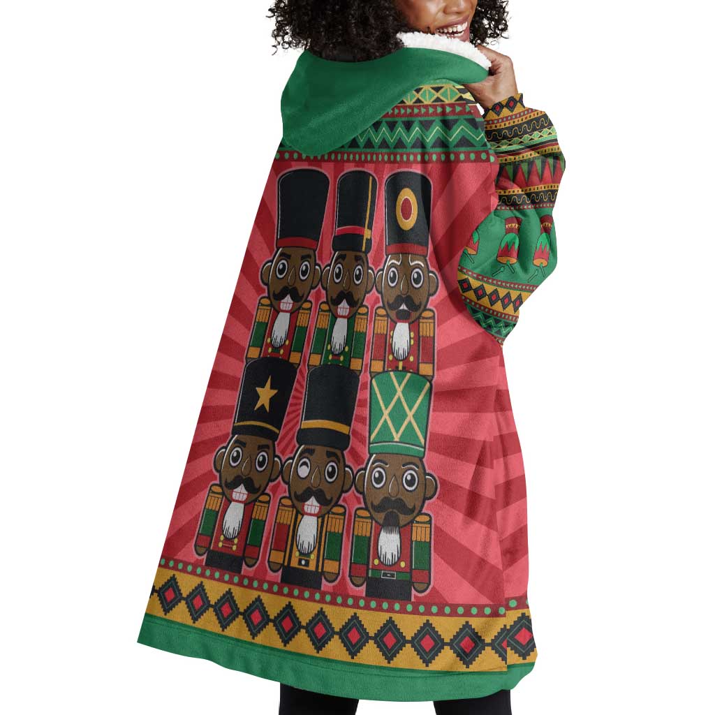 Black Nutcrackers Wearable Blanket Hoodie Afro Christmas DT03