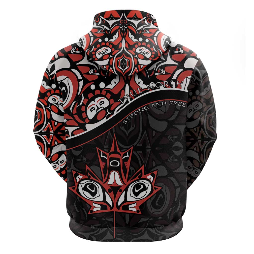 Canada Day Hoodie Haida Maple Leaf Style Tattoo Black DT03