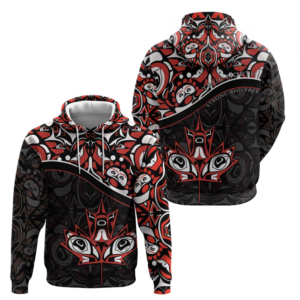 Canada Day Hoodie Haida Maple Leaf Style Tattoo Black DT03
