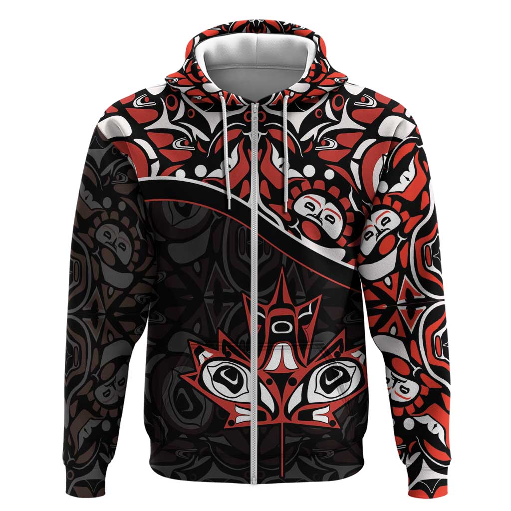 Canada Day Hoodie Haida Maple Leaf Style Tattoo Black DT03