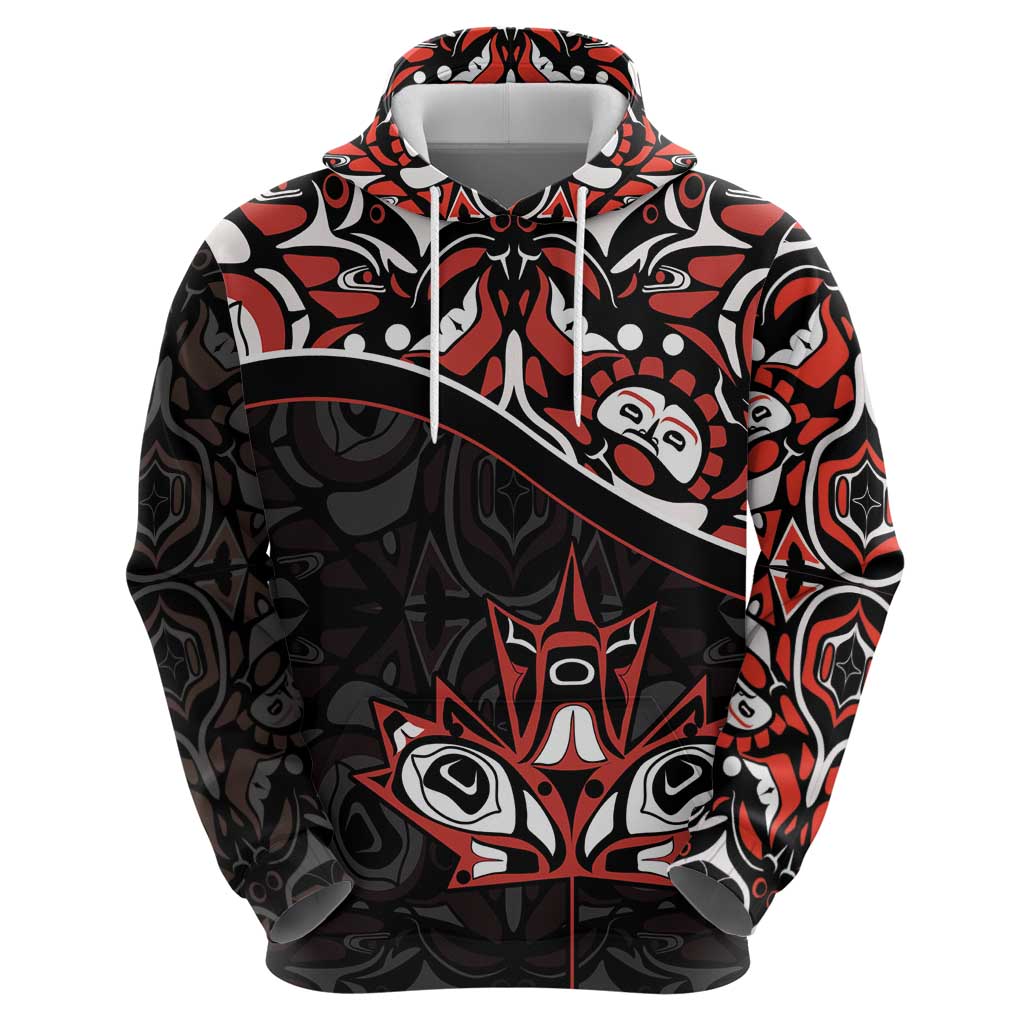 Canada Day Hoodie Haida Maple Leaf Style Tattoo Black DT03