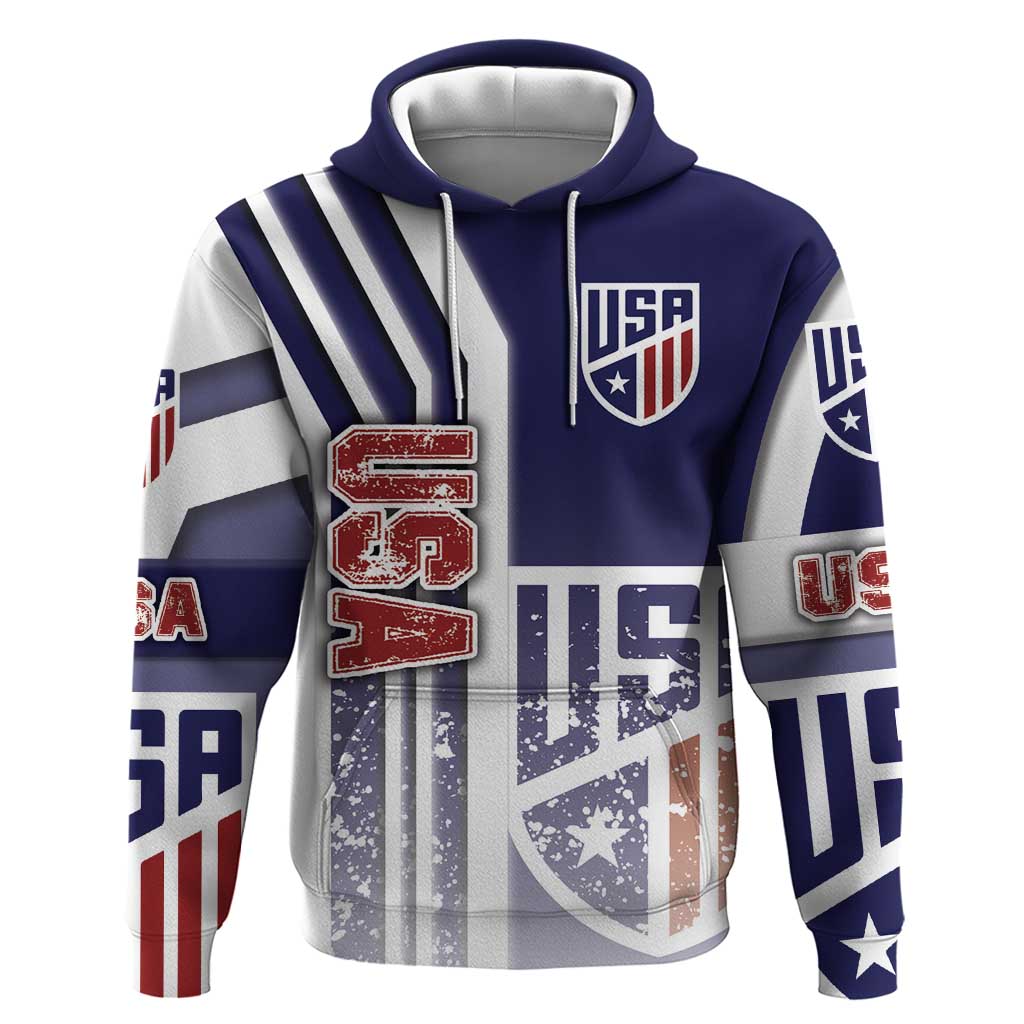 USA Soccer Hoodie The Stars and Stripes Football - Road To Champion DT03