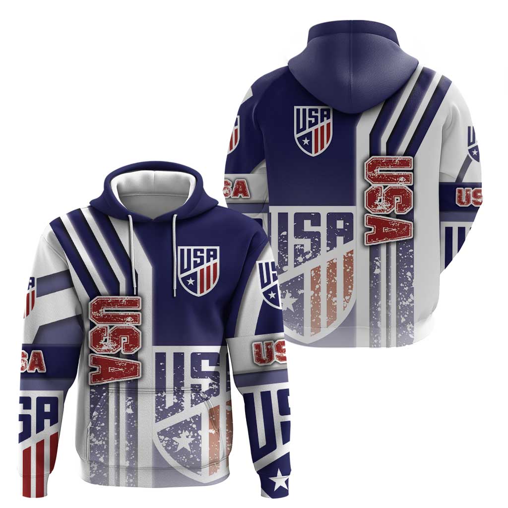 USA Soccer Hoodie The Stars and Stripes Football - Road To Champion DT03