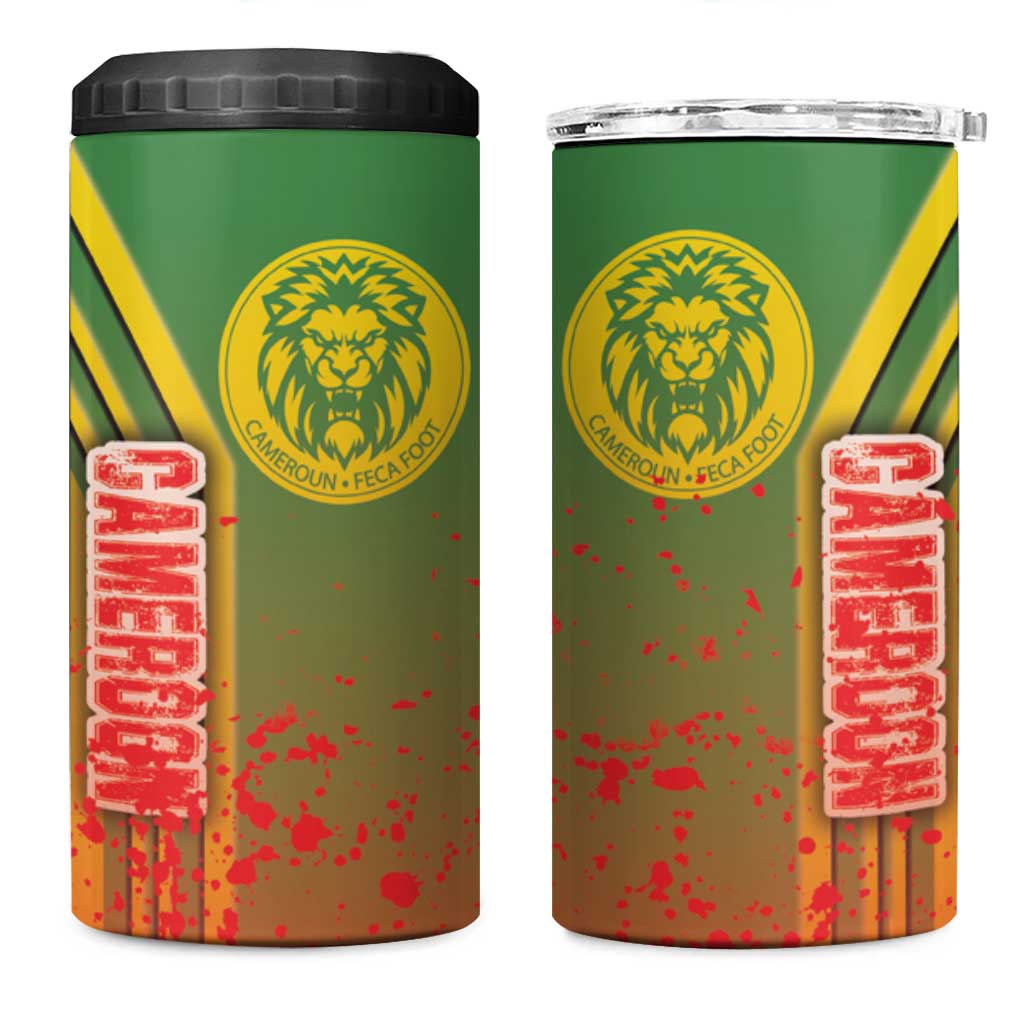 Cameroon Soccer 4 in 1 Can Cooler Tumbler Indomitable Lions Football - Road To Champion DT03