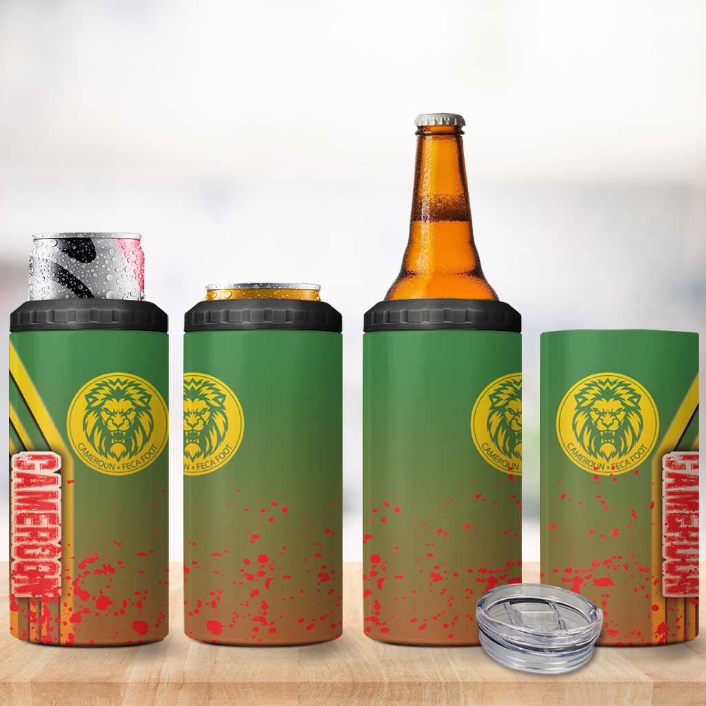 Cameroon Soccer 4 in 1 Can Cooler Tumbler Indomitable Lions Football - Road To Champion DT03