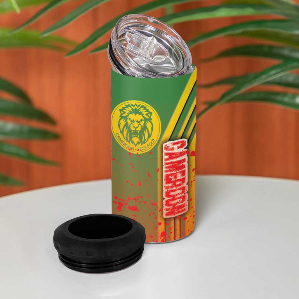 Cameroon Soccer 4 in 1 Can Cooler Tumbler Indomitable Lions Football - Road To Champion DT03