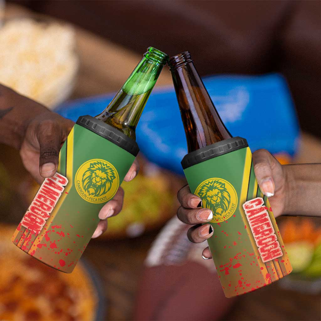 Cameroon Soccer 4 in 1 Can Cooler Tumbler Indomitable Lions Football - Road To Champion DT03