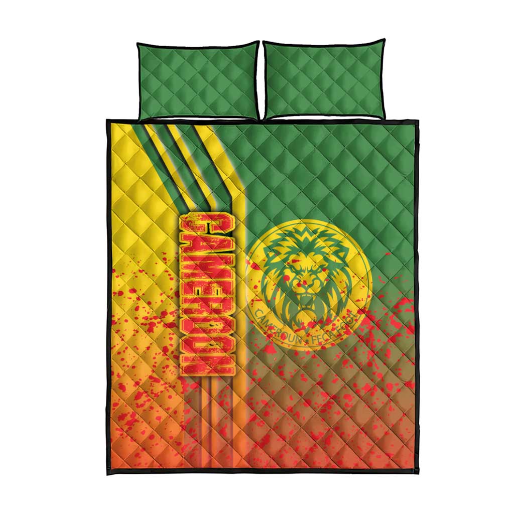 Cameroon Soccer Quilt Bed Set Indomitable Lions Football - Road To Champion DT03