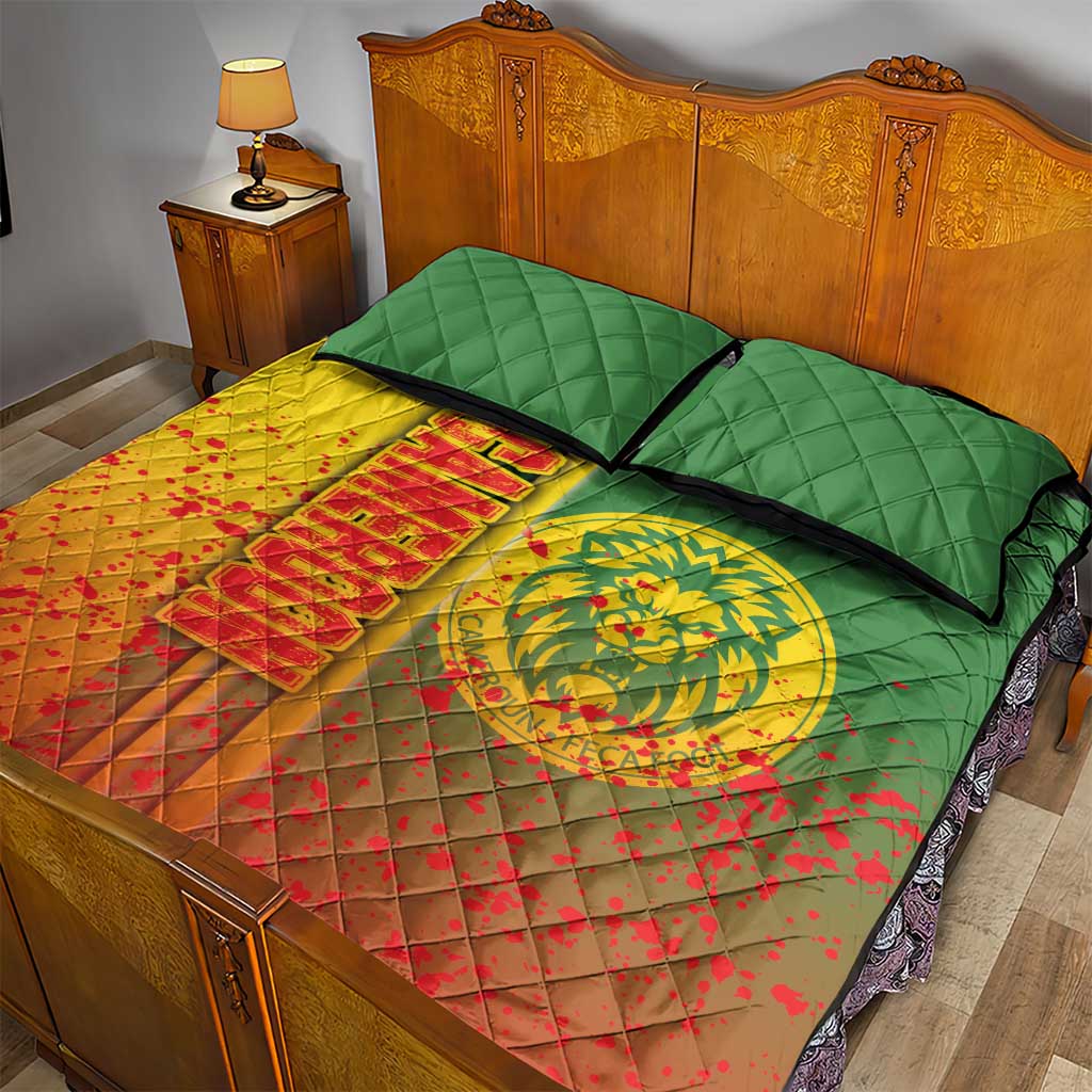 Cameroon Soccer Quilt Bed Set Indomitable Lions Football - Road To Champion DT03