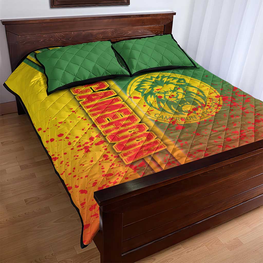 Cameroon Soccer Quilt Bed Set Indomitable Lions Football - Road To Champion DT03