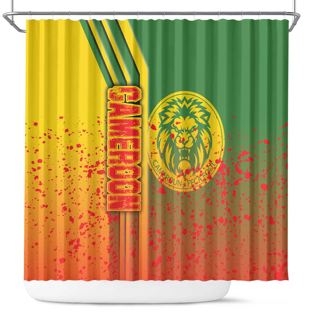 Cameroon Football Shower Curtain Indomitable Lions Soccer - Road To Champion DT03