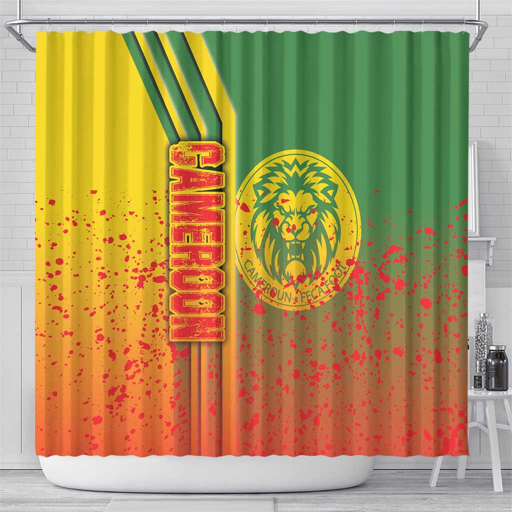 Cameroon Football Shower Curtain Indomitable Lions Soccer - Road To Champion DT03