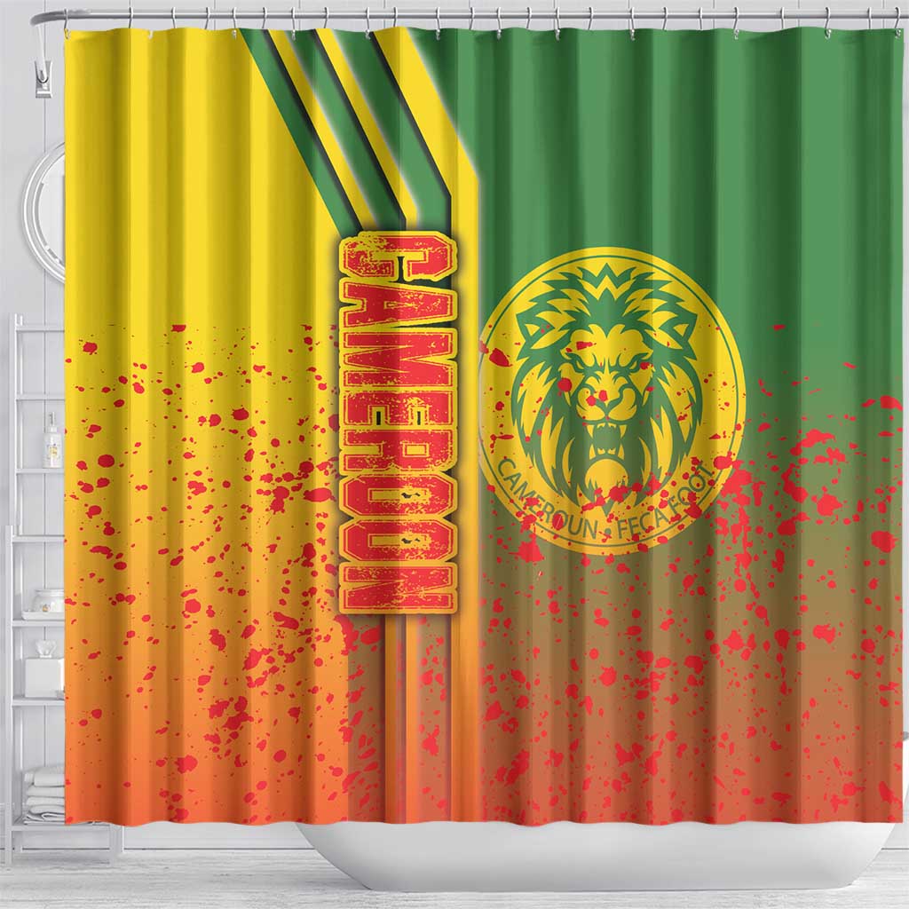 Cameroon Football Shower Curtain Indomitable Lions Soccer - Road To Champion DT03