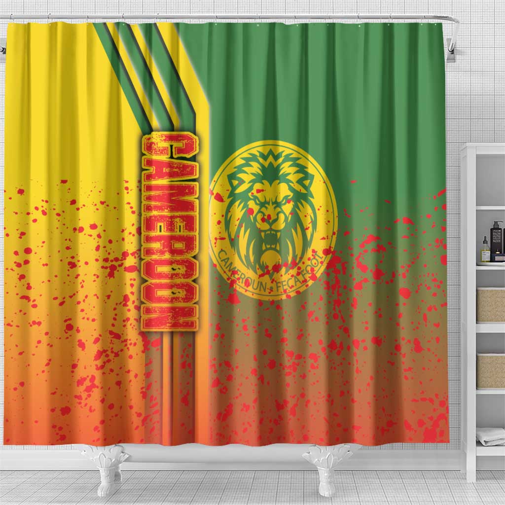 Cameroon Football Shower Curtain Indomitable Lions Soccer - Road To Champion DT03