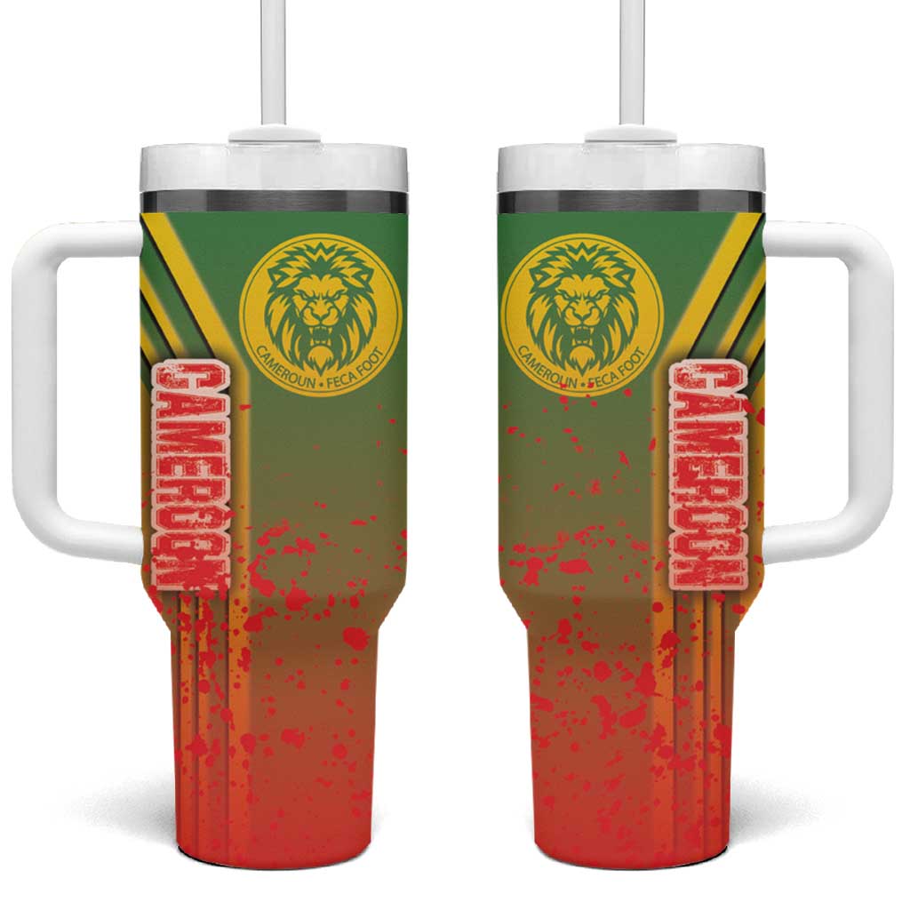 Cameroon Soccer Tumbler With Handle Indomitable Lions Football - Road To Champion DT03