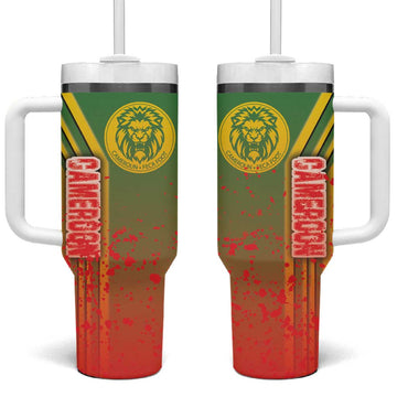 Cameroon Soccer Tumbler With Handle Indomitable Lions Football - Road To Champion DT03