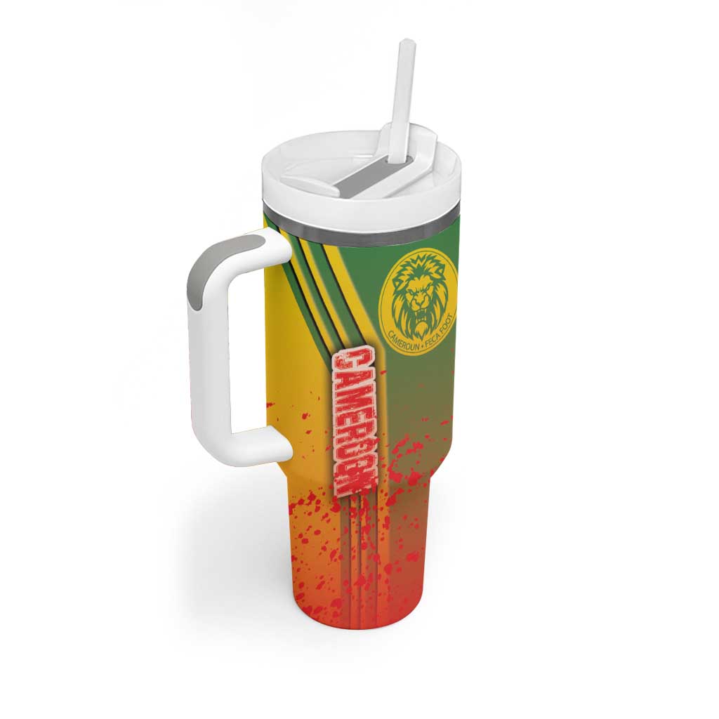 Cameroon Soccer Tumbler With Handle Indomitable Lions Football - Road To Champion DT03