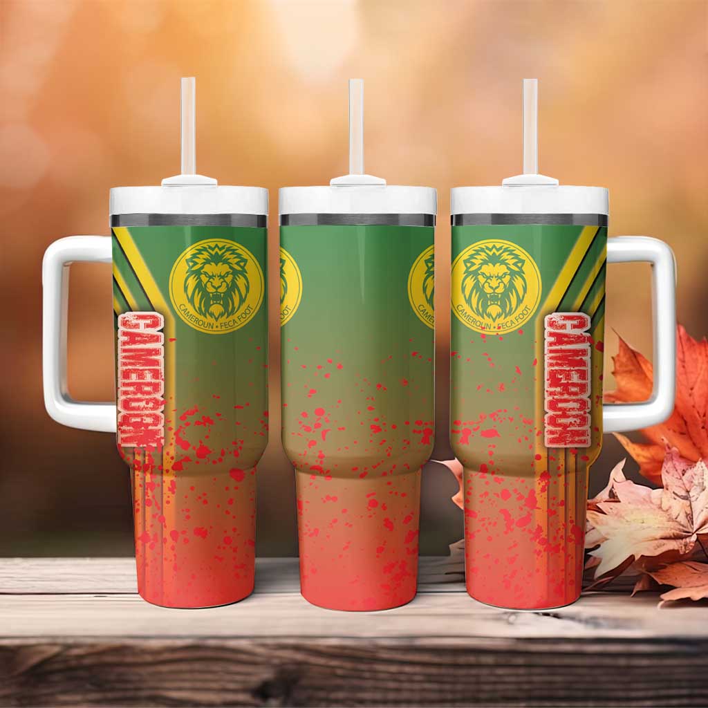 Cameroon Soccer Tumbler With Handle Indomitable Lions Football - Road To Champion DT03