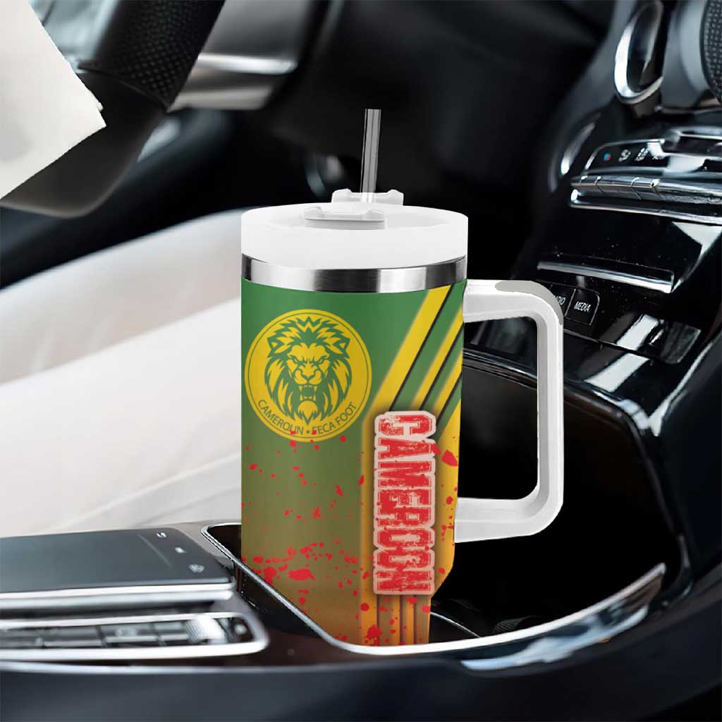 Cameroon Soccer Tumbler With Handle Indomitable Lions Football - Road To Champion DT03
