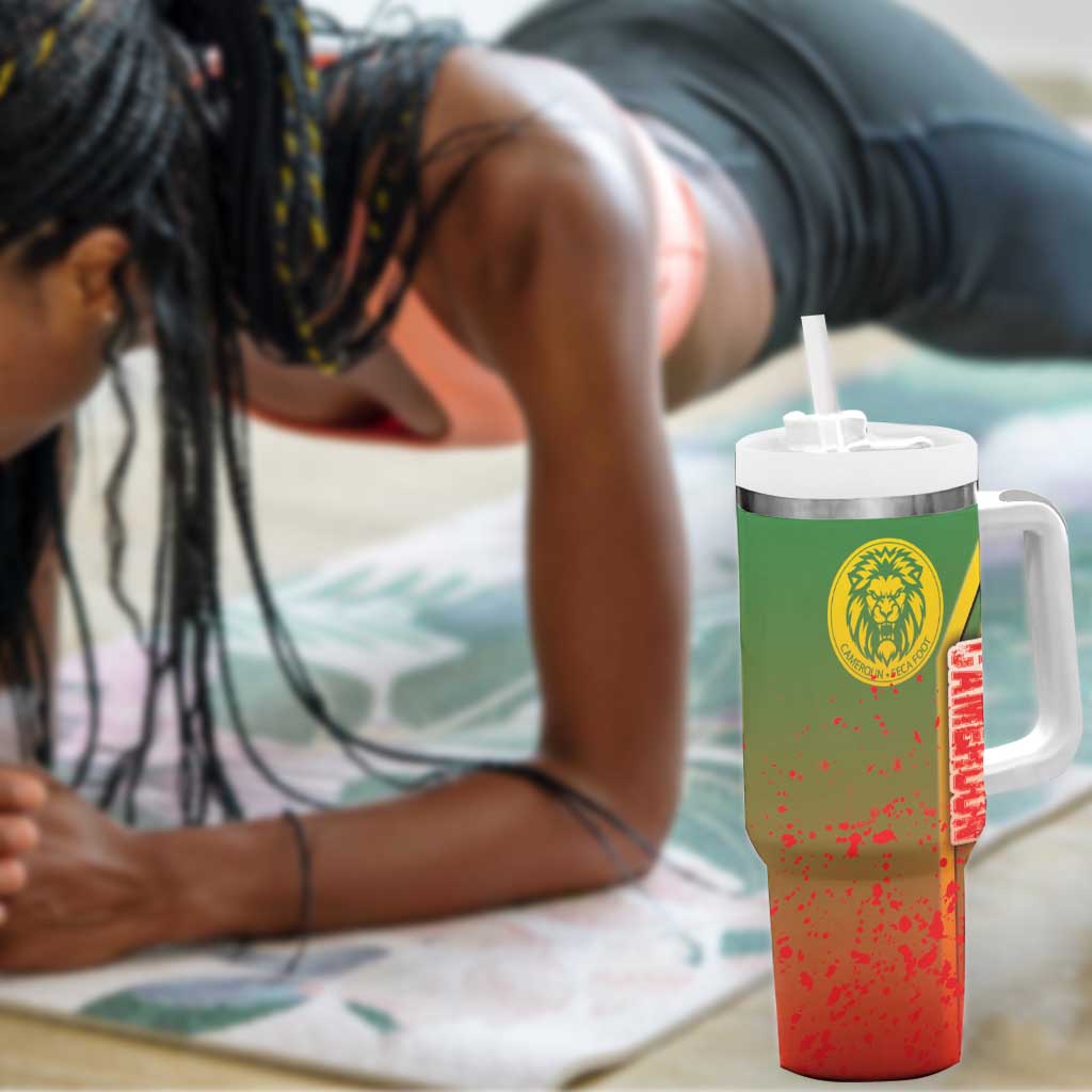 Cameroon Soccer Tumbler With Handle Indomitable Lions Football - Road To Champion DT03