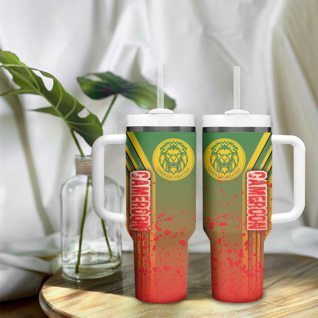 Cameroon Soccer Tumbler With Handle Indomitable Lions Football - Road To Champion DT03
