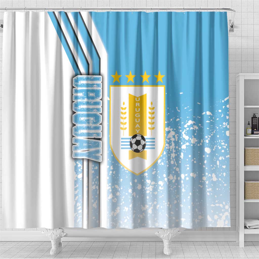 Uruguay Football Shower Curtain Sky Blue Soccer - Road To Champion DT03