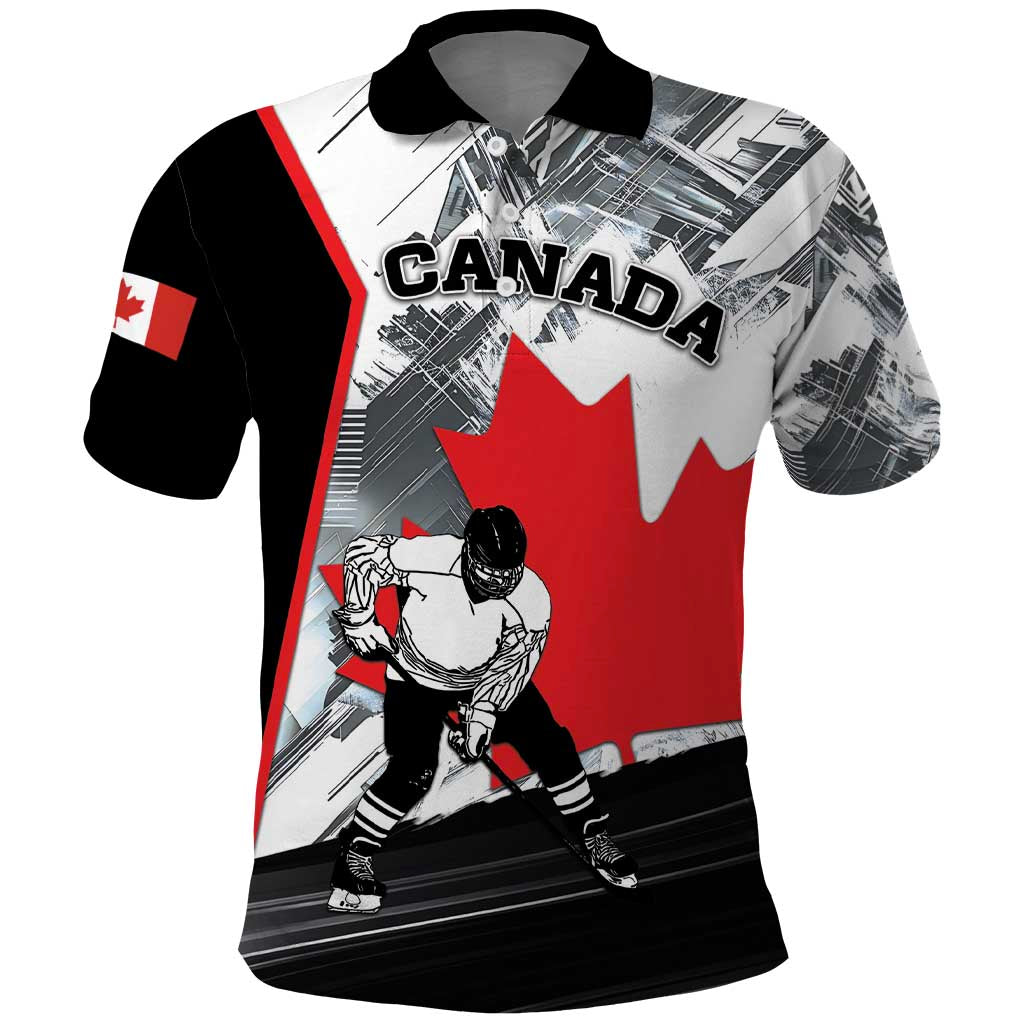 Canada Hockey Polo Shirt Maple Leaf Sport Style DT04
