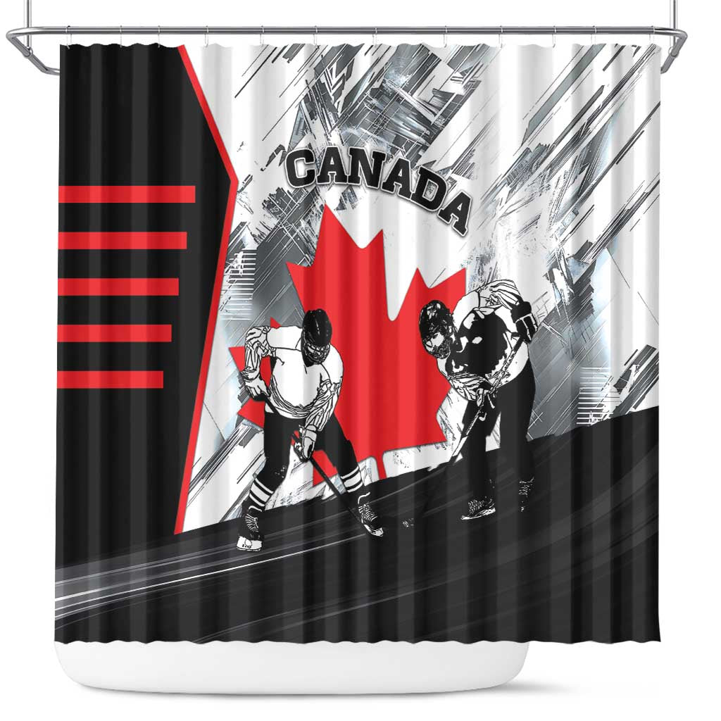 Canada Hockey Shower Curtain Maple Leaf Sport Style DT04