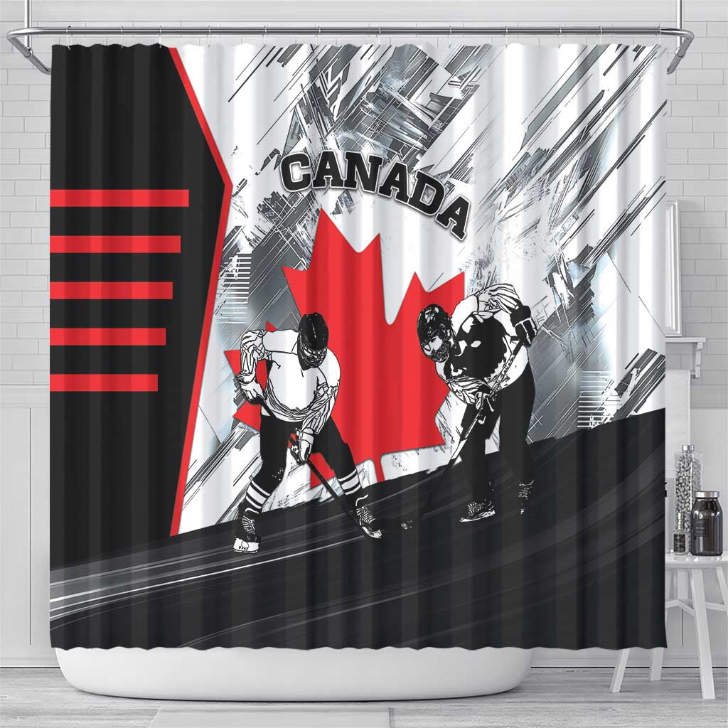 Canada Hockey Shower Curtain Maple Leaf Sport Style DT04