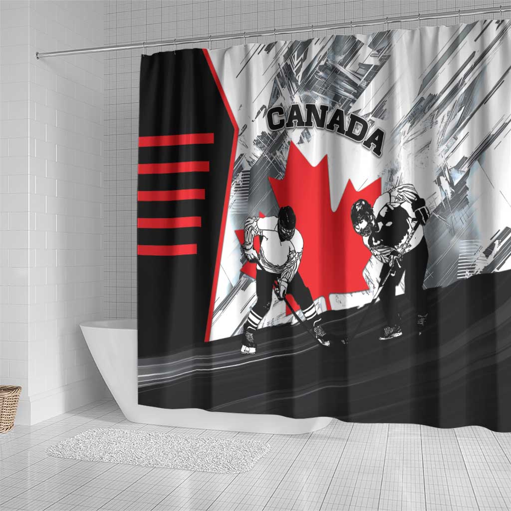 Canada Hockey Shower Curtain Maple Leaf Sport Style DT04