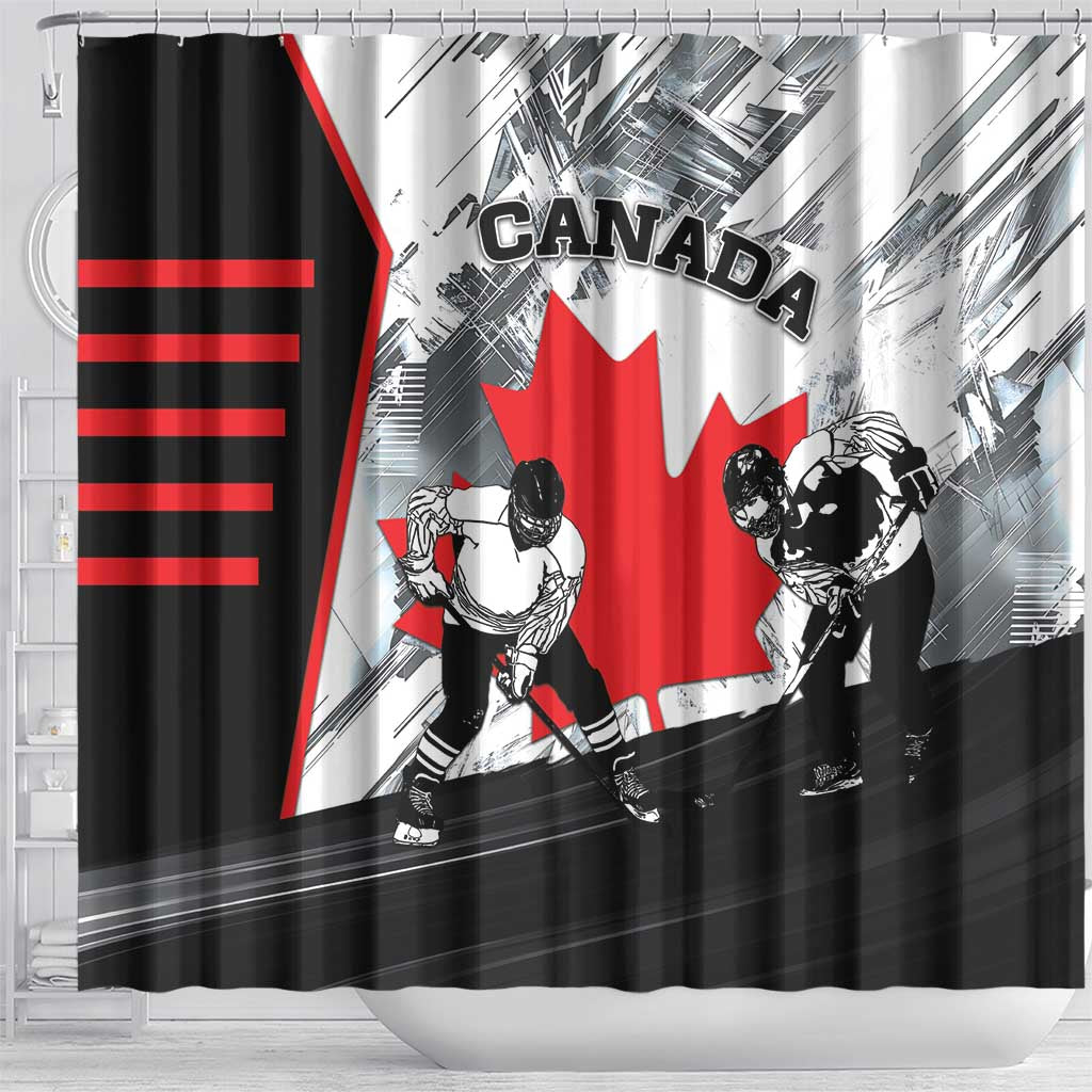 Canada Hockey Shower Curtain Maple Leaf Sport Style DT04