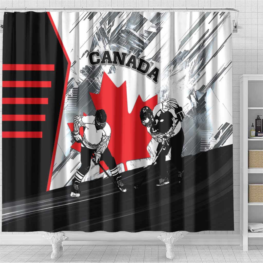 Canada Hockey Shower Curtain Maple Leaf Sport Style DT04