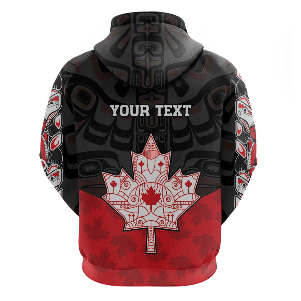 Personalised Canada Maple Leaf Hoodie Haida Totem Inspired Art DT04