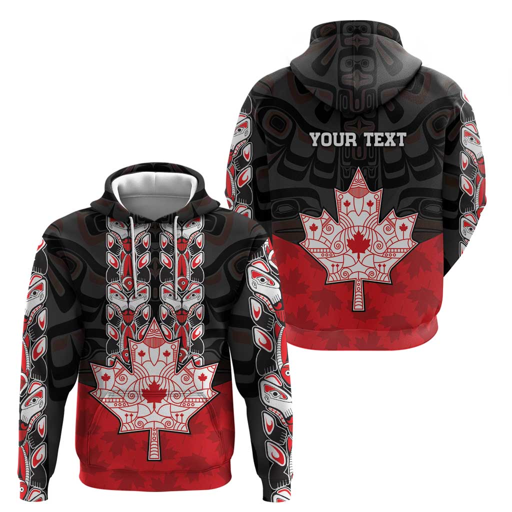 Personalised Canada Maple Leaf Hoodie Haida Totem Inspired Art DT04