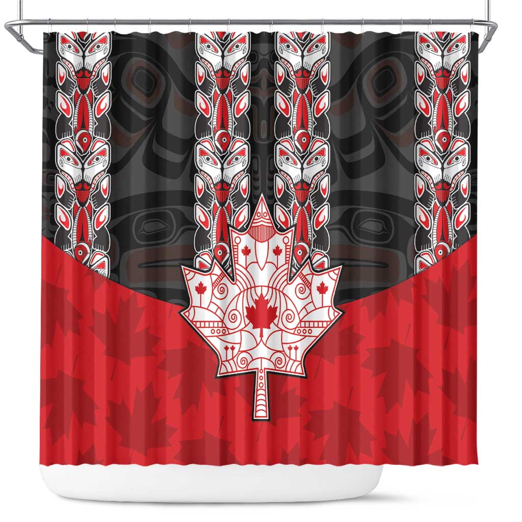 Canada Maple Leaf Shower Curtain Haida Totem Inspired Art DT04