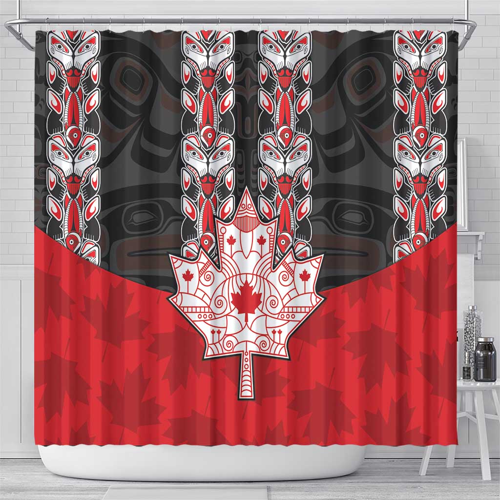 Canada Maple Leaf Shower Curtain Haida Totem Inspired Art DT04
